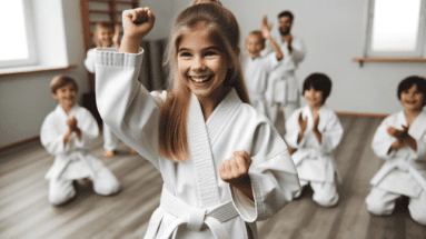 Girl in karate class