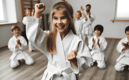 Girl in karate class